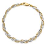 14K and White Rhodium Diamond-Cut Filigree Link 7.5 inch Bracelet - Image 4