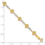 14K Two-tone Diamond-cut Hearts and Beads 7 inch Bracelet - Image 3