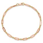14k Two-tone Polished Fancy Rectangle Link 7.5 inch Bracelet - Image 3