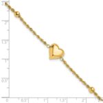 14k Polished and Diamond-cut Beaded Puffed Heart 7.75 inch Bracelet - Image 5