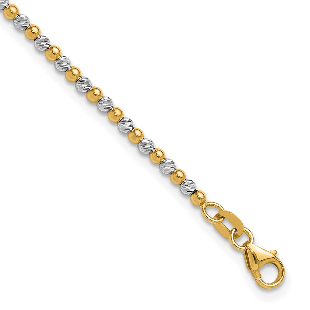 FB1992-7.5.jpg 14K Two-tone Diamond-cut Beaded 7.5 inch Bracelet - Image 1