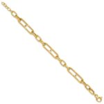 14K Polished 7.4mm Fancy Paperclip Link 7.5 inch Bracelet Plus 0.5 inch Extender - Image 2