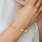 14k Polished and Textured Elephant 7 inch Bracelet - Image 5