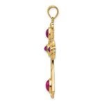 14K Ruby and Emerald Cabochon Cross Pendant - Image 2