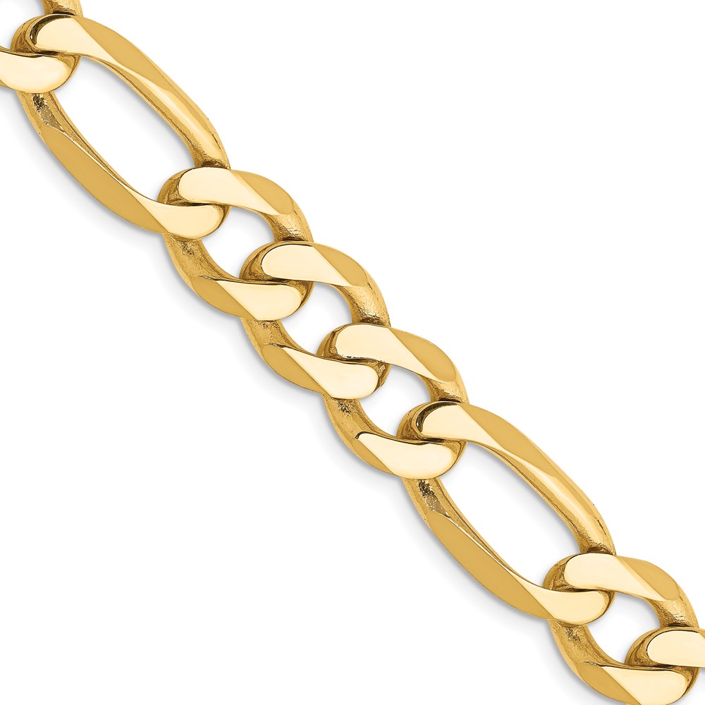 FFL250.jpg 14K 10mm Flat Figaro with Lobster Clasp Chain - Image 1