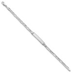 14k White Gold Polished Solid Chain/Solid Plate Figaro Link 25x5mm Plate 8 inch ID Bracelet - Image 2