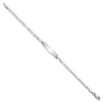 14k White Gold Polished Solid Chain/Solid Plate Figaro Link Soft Diamond Shape 19.5x5.5mm Plate 7 inch ID Bracelet - Image 2