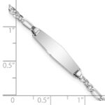 14k White Gold Polished Solid Chain/Solid Plate Figaro Link Soft Diamond Shape 19.5x5.5mm Plate 7 inch ID Bracelet - Image 3