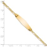 14k Polished Solid Chain/Solid Plate Figaro Link Soft Diamond Shape 24.5x7.3mm Plate 7 inch ID Bracelet - Image 3