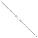 14k White Gold Polished Solid Chain/Solid Plate Figaro Link Soft Diamond Shape 24.5x7.5mm Plate 8 inch ID Bracelet - Image 2