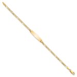 14k Polished Solid Chain/Solid Plate Figaro Link Soft Diamond Shape 19.5x5mm Plate 6 inch Baby/Child ID Bracelet - Image 2