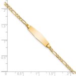 14k Polished Solid Chain/Solid Plate Figaro Link Soft Diamond Shape 19.5x5mm Plate 6 inch Baby/Child ID Bracelet - Image 3