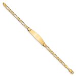 14k Polished Solid Chain/Solid Plate Figaro Link Soft Diamond Shape 33x9mm Plate 7 inch ID Bracelet - Image 2