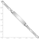 14k White Gold Polished Solid Chain/Solid Plate Figaro Link Soft Diamond Shape 33x9mm Plate 7 inch ID Bracelet - Image 3