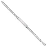 14k White Gold Polished Solid Chain/Solid Plate Figaro Link 33.5x6mm Plate 7 inch ID Bracelet - Image 2