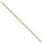 14k Polished with Rhodium Pav‚ Solid Chain/Solid Plate Figaro Link 25.5x5mm Plate ID Bracelet - Image 2