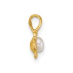14k Madi K Polished 3-4mm Button White Freshwater Cultured Pearl Flower Pendant - Image 2