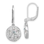 Sterling Silver Rhodium-Plated Polished White Crystal Sand Dollar Dangle Earrings