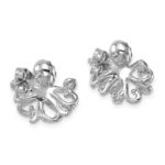 Sterling Silver Rhodium-plated Polished Blue and White Crystal Octopus Post Earrings - Image 4
