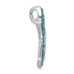 Sterling Silver Rhodium-plated Polished Blue Crystal Star Fish Chain Slide - Image 2