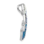 Sterling Silver Rhodium-Plated Polished Crystal Anchor Chain Slide - Image 2