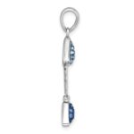 Sterling Silver Rhodium-plated Polished Moveable Blue Crystal Bonefish Pendant - Image 2