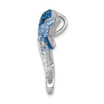 Sterling Silver Rhodium-Plated Large Crystal Dolphin Slide - Image 2