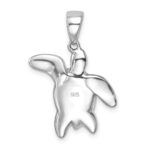 Sterling Silver Rhodium-plated Polished Blue and White Crystal Turtle Pendant - Image 3