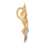 14k with White and Rose-tone Rhodium Brushed and Polished Three Flowers Chain Slide Pendant - Image 2