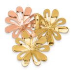 14k with White and Rose-tone Rhodium Brushed and Polished Three Flowers Chain Slide Pendant - Image 3