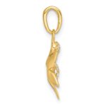 14k with White Rhodium Polished Blooming Flower Charm - Image 2