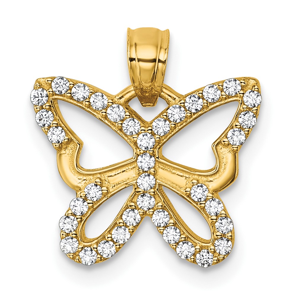 K10024.jpg 14k Polished CZ Cut Out Wing Butterfly Pendant - Image 1