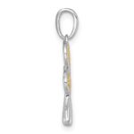 14k with White Rhodium Polished Fancy 3-Leaf Clover Charm - Image 2