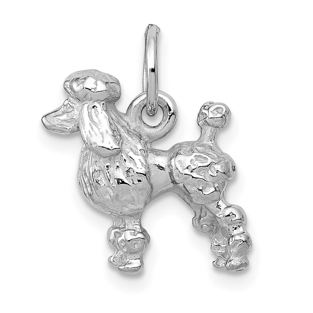 K1004.jpg 14k White Gold Solid 3-D Poodle Dog Charm - Image 1