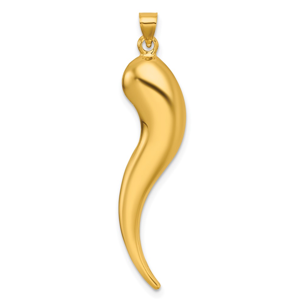 K10049.jpg 14k Polished Hollow 3-D Italian Horn Pendant - Image 1