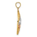 14k Two-tone with White Rhodium Polished Hummingbird and Flower Filigree Pendant - Image 2