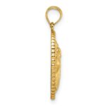 14k Polished Lion with Mane in Textured Circle Pendant - Image 2