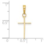 14K 3-D and Polished Stick Cross Charm - Image 4