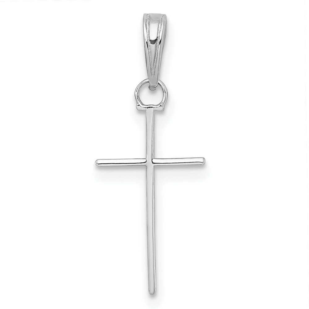 K10074W.jpg 14K White Gold 3-D and Polished Stick Cross Charm - Image 1