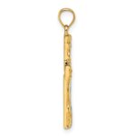 14k and Rhodium Polished Floral Tree with Leaves Hollow Back Cross Pendant - Image 2