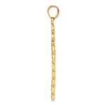 14k Polished Diamond-cut Textured Fancy Link Design Latin Cross Pendant - Image 2