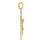 14k Two-tone Polished and Satin Crucifix With Square Cut Out Pendant - Image 2