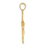 14k Polished Diamond-cut Textured Crucifix Pendant - Image 2