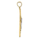 14k and White Rhodium Polished Diamond-cut Nugget Crucifix Pendant - Image 2