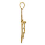 14k Polished Diamond-cut Fleur de Lis Filigree Fancy Crucifix Pendant - Image 2