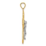 14k Two-tone Polished and Textured Filigree Passion Crucifix Pendant - Image 2