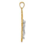 14k Two-tone Polished and Textured Filigree Passion Crucifix Pendant - Image 2