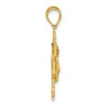 14k Polished Diamond-cut Cara Vaca Crucifix Pendant - Image 2