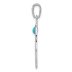 14k White Gold Turquoise Filigree Chamseh Pendant - Image 2