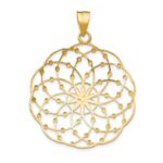 14k and White Rhodium Diamond-cut Spiral Circle Pendant - Image 3